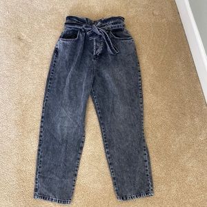 Free People Black Jeans Paper Bag Waist Size 30
